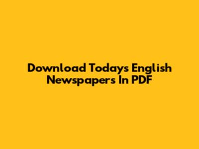 Download Today's English Newspapers In PDF