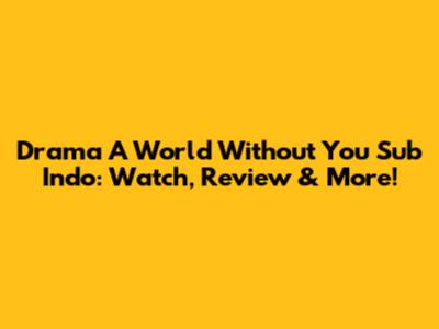 Drama 'A World Without You' Sub Indo: Watch, Review & More!