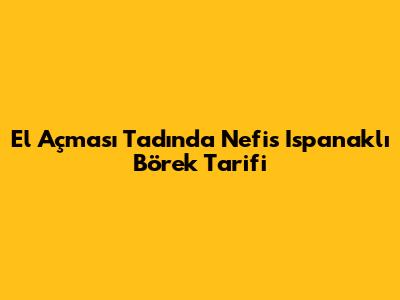 El Açması Tadında Nefis Ispanaklı Börek Tarifi