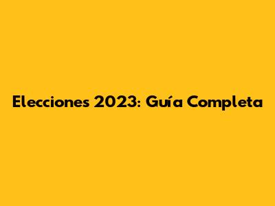 Elecciones 2023: Guía Completa