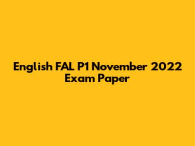 English FAL P1 November 2022 Exam Paper