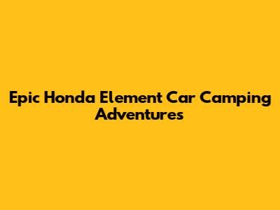 Epic Honda Element Car Camping Adventures