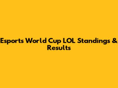 Esports World Cup LOL Standings & Results