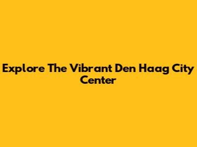Explore The Vibrant Den Haag City Center