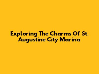 Exploring The Charms Of St. Augustine City Marina