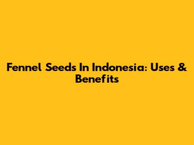 Fennel Seeds In Indonesia: Uses & Benefits