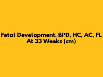 Fetal Development: BPD, HC, AC, FL At 33 Weeks (cm)