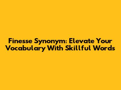 Finesse Synonym: Elevate Your Vocabulary With Skillful Words