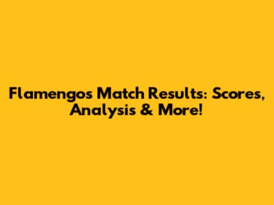 Flamengo's Match Results: Scores, Analysis & More!