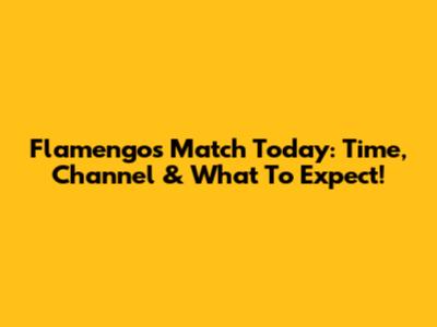 Flamengo's Match Today: Time, Channel & What To Expect!