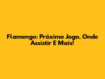 Flamengo: Próximo Jogo, Onde Assistir E Mais!