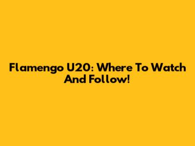 Flamengo U20: Where To Watch And Follow!