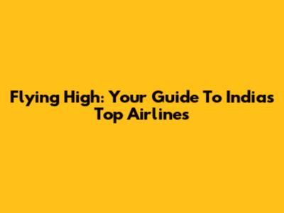 Flying High: Your Guide To India's Top Airlines