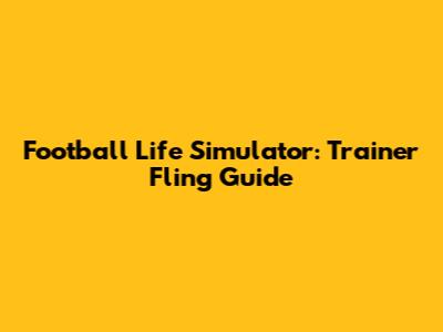 Football Life Simulator: Trainer Fling Guide
