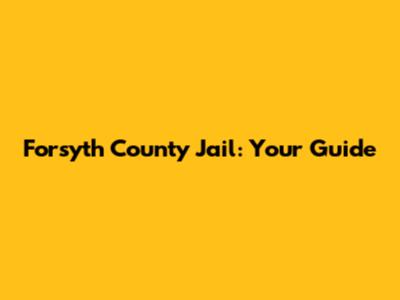 Forsyth County Jail: Your Guide