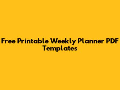 Free Printable Weekly Planner PDF Templates
