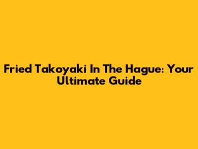Fried Takoyaki In The Hague: Your Ultimate Guide