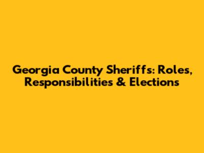 Georgia County Sheriffs: Roles, Responsibilities & Elections
