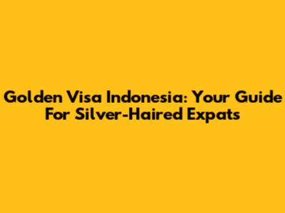 Golden Visa Indonesia: Your Guide For Silver-Haired Expats