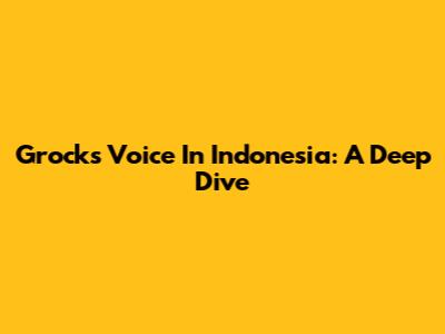 Grock's Voice In Indonesia: A Deep Dive