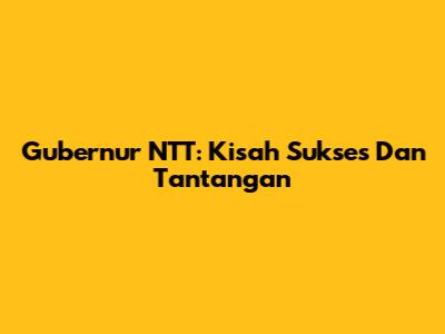 Gubernur NTT: Kisah Sukses Dan Tantangan