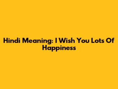 Hindi Meaning: "I Wish You Lots Of Happiness"