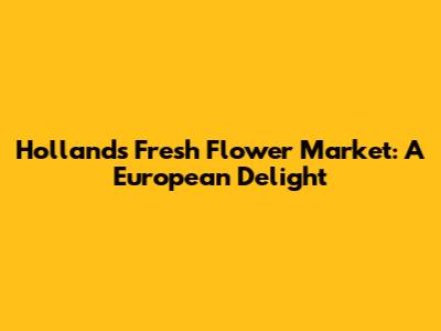 Holland's Fresh Flower Market: A European Delight