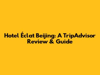 Hotel Éclat Beijing: A TripAdvisor Review & Guide