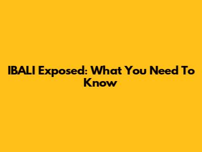 IBALI Exposed: What You Need To Know