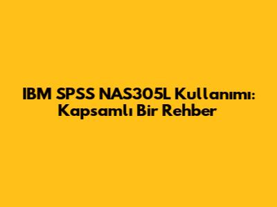 IBM SPSS NAS305L Kullanımı: Kapsamlı Bir Rehber