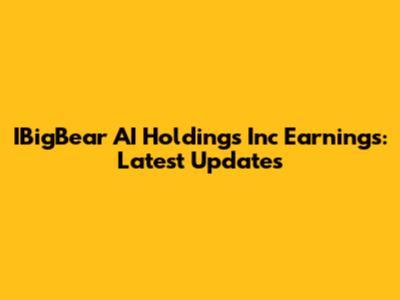 IBigBear AI Holdings Inc Earnings: Latest Updates