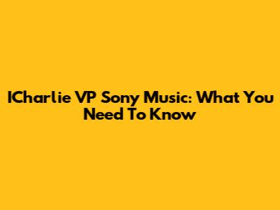ICharlie VP Sony Music: What You Need To Know