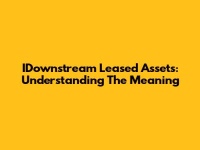 IDownstream Leased Assets: Understanding The Meaning