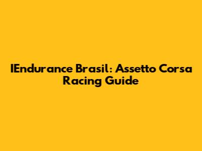 IEndurance Brasil: Assetto Corsa Racing Guide