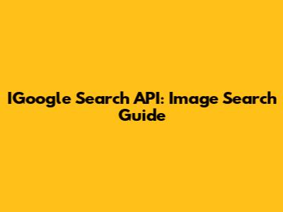 IGoogle Search API: Image Search Guide