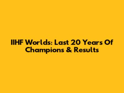 IIHF Worlds: Last 20 Years Of Champions & Results