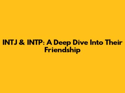 INTJ & INTP: A Deep Dive Into Their Friendship