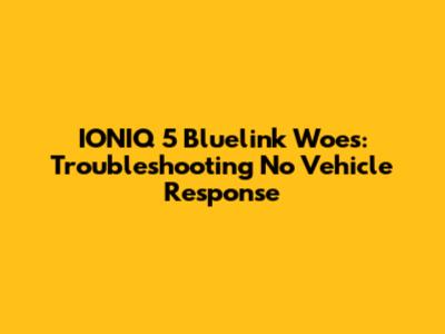 IONIQ 5 Bluelink Woes: Troubleshooting No Vehicle Response