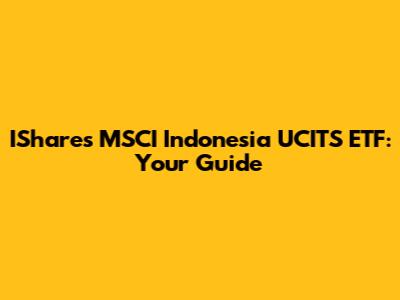 IShares MSCI Indonesia UCITS ETF: Your Guide