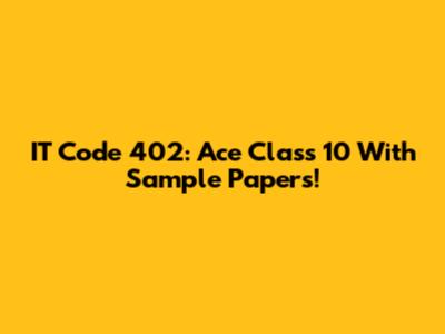 IT Code 402: Ace Class 10 With Sample Papers!