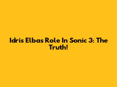 Idris Elba's Role In Sonic 3: The Truth!