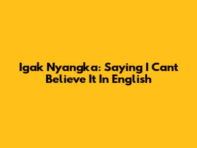 Igak Nyangka: Saying "I Can't Believe It" In English