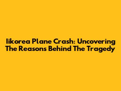 Iikorea Plane Crash: Uncovering The Reasons Behind The Tragedy