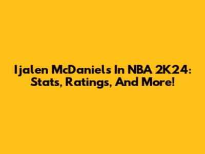Ijalen McDaniels In NBA 2K24: Stats, Ratings, And More!