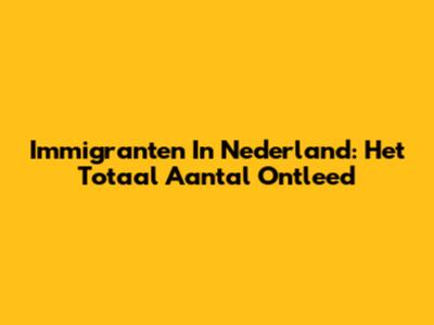 Immigranten In Nederland: Het Totaal Aantal Ontleed
