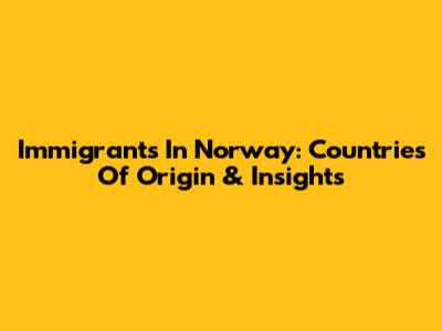 Immigrants In Norway: Countries Of Origin & Insights