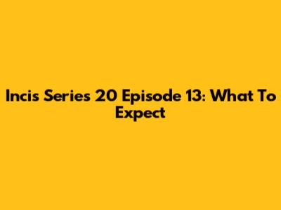 Incis Series 20 Episode 13: What To Expect