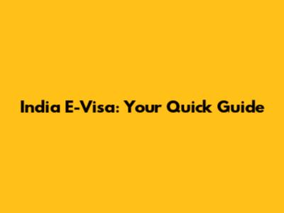 India E-Visa: Your Quick Guide