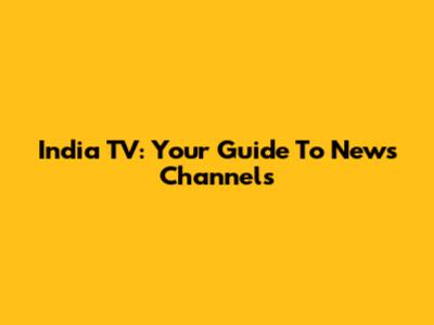 India TV: Your Guide To News Channels