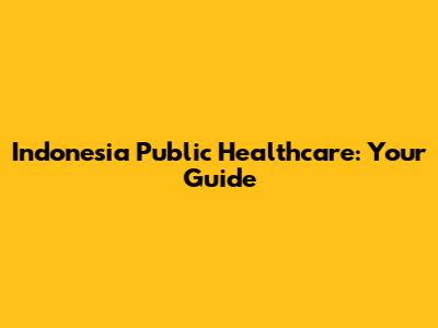 Indonesia Public Healthcare: Your Guide